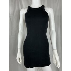 Reformation Black Ribbed Tank Mini Dress